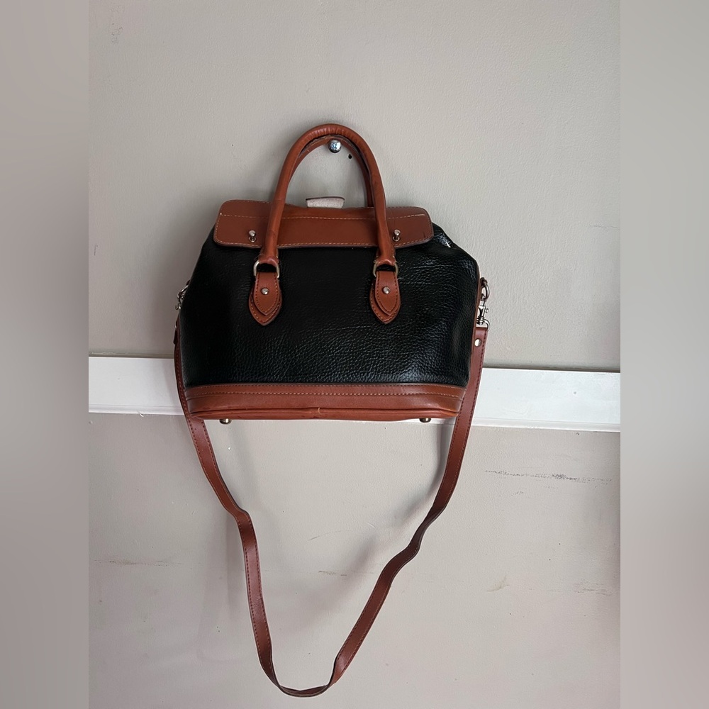 Vintage Dooney & Bourke Gladstone Satchel R90 Black Tan AWL Doctor Bag USA Made - Picture 3 of 5